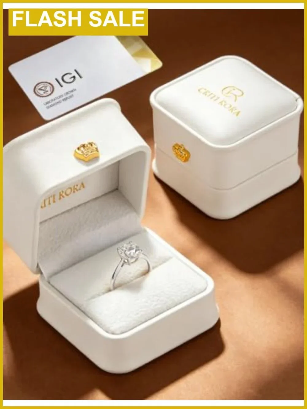 Lab Grown Diamond Engagement Ring 14K Gold Plated Sterling Silver Round Cut